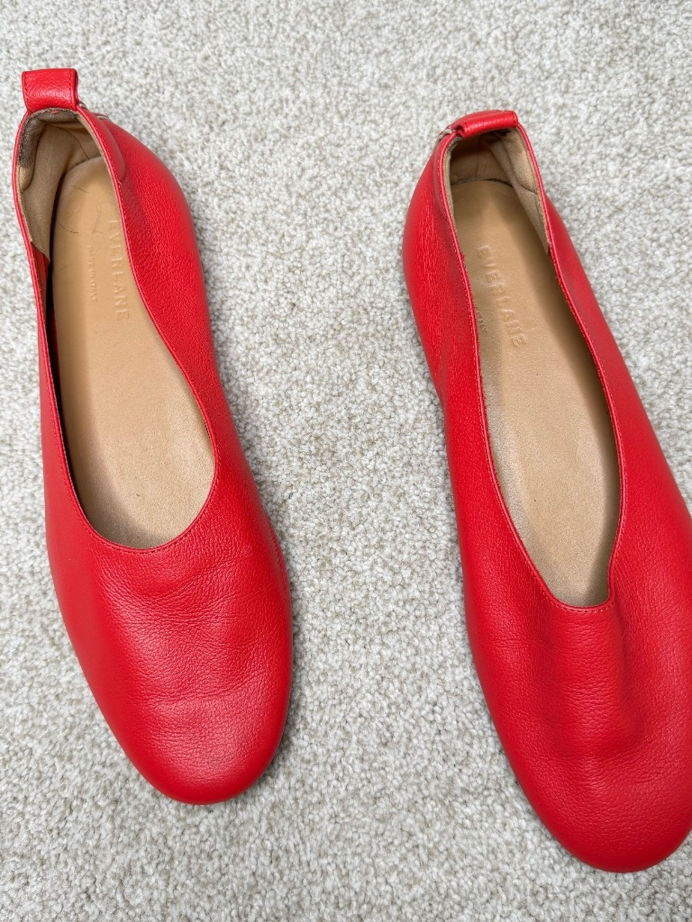 Everlane The Day Glove Red Leather Flats Shoes 10.5
